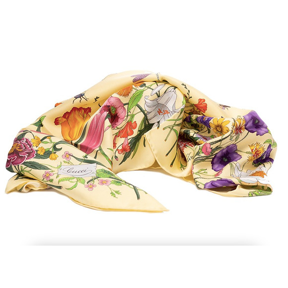 NEW GUCCI FLORA FLORAL SILK SCARF HEAD WRAP NWT! - Picture 2 of 15